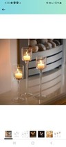 Glass Candle Holder Hurricane Tall High Tea Light Candleholders Holders Wedding - £27.95 GBP