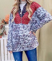 And The Why floral half zip up hoodie sweater size S - $27.72
