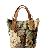 Maurizio Taiuti Hand Bag Floral Print Leather Brown Top Handles Made in ... - £33.70 GBP