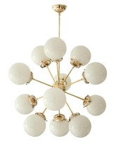 Mi Siècle 12 Clair Petit Globe Laiton Décor Spoutnik Lustre Luminaire - £850.39 GBP