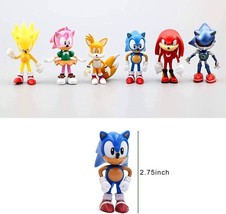 6 Pack Sonic The Hedgehog Action Figures Toys ， Toy  2.4&#39;&#39; Tall Sonic The H... - £13.58 GBP