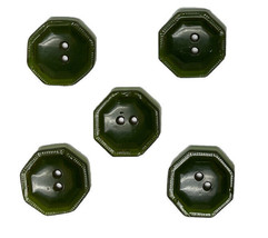 Lot 5 Green Octagon Geometric Bakelite Buttons - £31.02 GBP