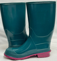 Women&#39;s LaCrosse Rain Boots Size 6 Teal &amp; Hot Pink Rubber Made in USA Nice! - $53.99