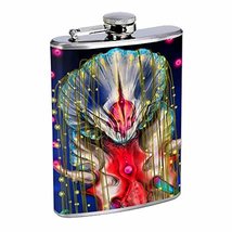 Vibrant Jellyfish Art Hip Flask Stainless Steel 8 Oz Silver Drinking Whiskey Spi - £7.44 GBP