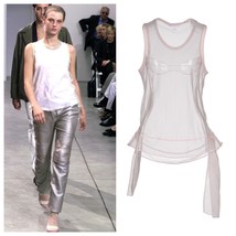 NWT Helmut Lang S/S 1999 Vintage Archival Removable Side Drape Silk Tank Pink 44 - £256.40 GBP