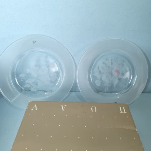 Primary image for Avon Hummingbird Crystal Desert Plates Set Of 2 New Box Not Perfect