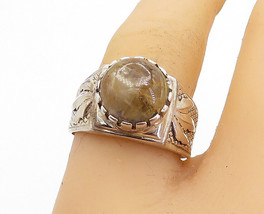 925 Sterling Silver - Vintage Rutilated Quartz Leaf Cocktail Ring Sz 9 - RG4432 - £24.73 GBP