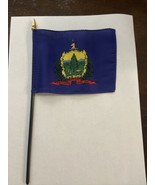 New Vermont State Mini Desk Flag - Black Wood Stick Gold Top 4” X 6” - $149.24 MXN