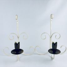 2 Shabby Vintage French Country Cottage Metal Scrolled Pillar Candle Hol... - $31.39
