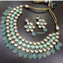VeroniQ Trends-Indian Kundan/Polki Necklace set with Fluorite Meenakari,Wedding - £58.97 GBP