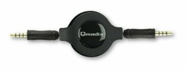 Qmadix Retractable 3.5mm Auxiliar Audio Cable, Negro - $8.91
