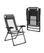 Outdoor Folding Chairs Set of 2 with Armrests and 7-Level Backrest-Gray ... - $143.33