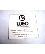 1972 Ad A&amp;P WEO Supermarket, Triphammer Shopping Center, Ithaca, N.Y. - $12.32 CAD