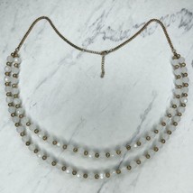 Gold Tone Beaded Double Strand Long Necklace - £5.44 GBP