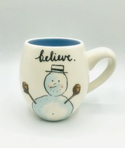RAE DUNN Snowman Cookies Mug “Believe Let It Snow” SHINY #202 Holiday Christmas - £39.95 GBP