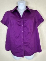 Lane Bryant Womens Plus Size 18 (1X) Purple Button-Up Shirt Shirt Belted Sleeve - £12.90 GBP