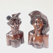 Klungkung Bali Man &amp; Woman Bali Indonesia Hand-Carved Hard Wood Large Vintage - £96.93 GBP