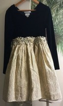 Vtg Bonnie Jean New York Girls 10 Christmas Green Dress Gold Lame Lined Knee Lg  - £23.11 GBP