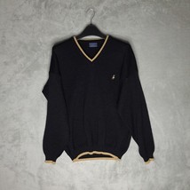 Ralph Lauren Polo Black V-Neck Knit Pullover Sweater With Gold Accents - $38.65