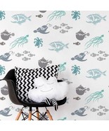 Deep Sea Creatures Allover Stencil - Better than Wallpaper - Easy to Use... - $63.11 CAD