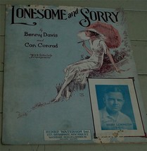 Lonesome and Sorry, Benny Davis, Con Conrad, 1926 OLD SHEET MUSIC - $5.93