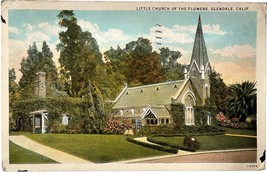 Little Church of the Flowers, Glendale, California, vintage postcard 1928 - £13.43 GBP