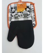 Disney Mickey Mouse Oversized Pot Holder and Oven Mitt Orange Black White - £14.01 GBP