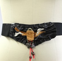 Vintage Black Stretch Belt Animal Kingdom Safari Buckle  Adjustable 80s  - $26.47