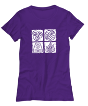 Inspirational TShirt Avatar Elements Square, Water Earth Fire Air Purple-W-Tee  - £16.74 GBP