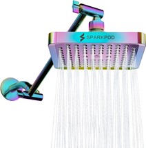 High Pressure 6&quot; Square Luxury Rainbow Rainfall Shower Head 11&quot; Arm Extension - £40.71 GBP