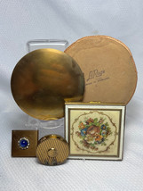 Vtg Lot of 4 Make Up Compacts Trinket Pill Box Goldtone Le Rage Coty Rouge Zell - £23.94 GBP
