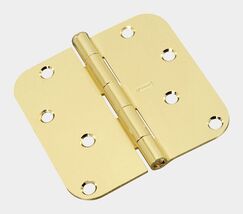 Door Hinge 4&#39;&#39; L w/5/8&quot; R Round Corner, Steel Polished Brass - National ... - $13.69 CAD