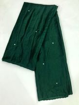 Green Embroidered Dupatta Cotton Blend, Viscose Silk Shawl, Dupatta, Abaya DP938 - £8.61 GBP