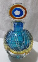 Murano? Art Glass Paperweight Perfume Bottle Shape Blue and Amber - $95.00