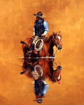 Art Giclee Printed Oil Painting Print Wall Cowboy still waters - £6.42 GBP+