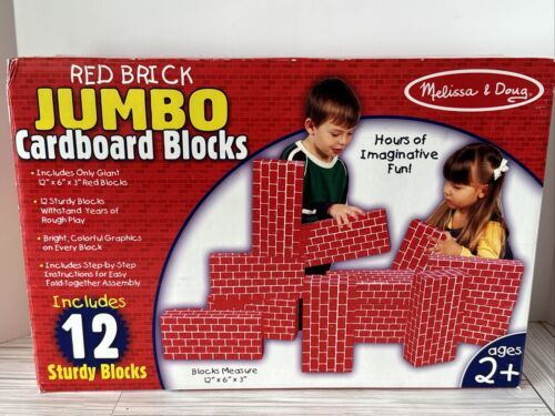 Melissa & Doug 2005 Box Of 12 Red Brick JUMBO Sturdy Cardboard Blocks 12x6x3” - $65.09