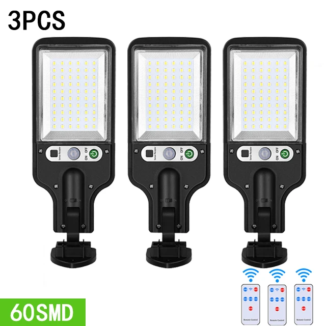 3Pcs Solar Street Lights Outdoor Solar Lamp 3 Light Mode Waterproof Motion Senso - £110.79 GBP