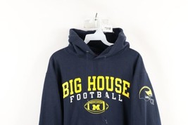 Vtg Champion Mens Small Faded Spell Out University of Michigan Football Hoodie - £47.44 GBP