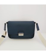 Michael Kors Bradshaw Medium Pocket Messenger Crossbody Handbag Navy Lea... - $132.41 CAD