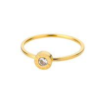 Geometry Round Crystal Rings For Women Stainless Steel Zircon Gold Ring ... - £19.66 GBP