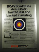1971 RCA Televisions Ad - RCA&#39;s solid State Accucolor: Built to last and backed - £14.76 GBP