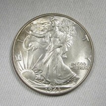 1943 Silver Walking Liberty Half Dollar Coin CH UNC AL765 - £42.28 GBP