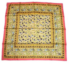 Hermes Scarf Chasse en Inde silk 90 cm pink yellow Carre India hunter MINT - £306.55 GBP