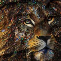 35.5" X 44" Panel Guilded Collection Majestic Lion Animal Cotton Fabric D375.93 - $16.71