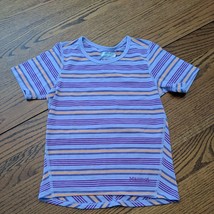 Marmot Girls Purple Multicolor Stripe Short Sleeve Active Shirt Hiking S... - £6.15 GBP