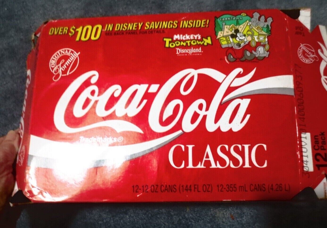 Coca-Cola Classic Paperboard Package for 12 12oz Cans  Mickey's Toontown Disney - £1.95 GBP