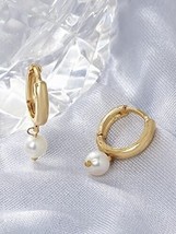 Natural White Round Pearl Drop Hoop Earring For Women Kundan Jewelry Set - £17.84 GBP