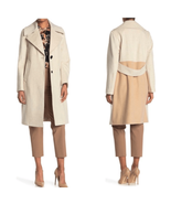 DEREK LAM 10 CROSBY Wool Blend Car Coat, Tan/Oatmeal, Designer Size 4, NWT - $232.82