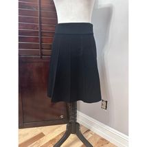 Ann Taylor Womens Pleated Skirt Black Above Knee Wide Band Stretch Petites SP - £14.55 GBP