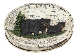 Ebros Rustic Black Bear in Pine Tree Bathroom Bar Soap Dish W/ Birch Wood Finish - £15.17 GBP